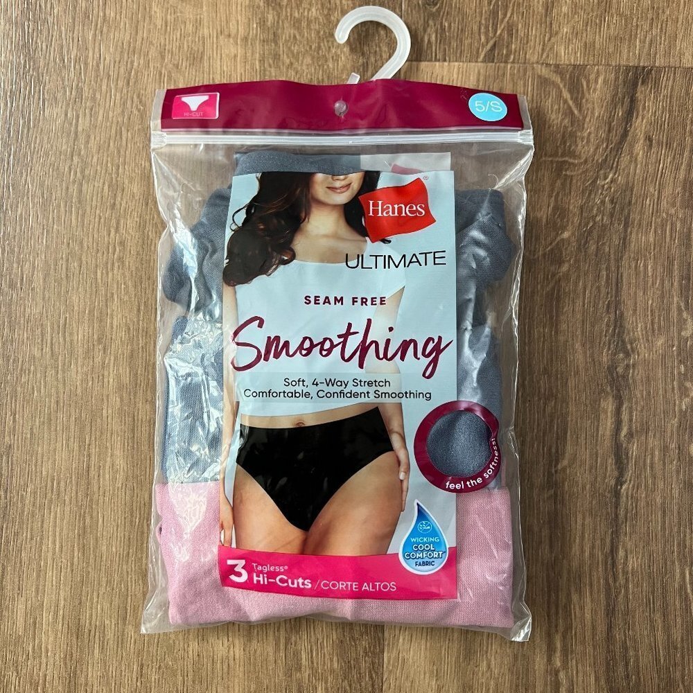 NEW Hanes Ultimate Seam free  Smoothing Hi Cut Underwear 3pk Sz 5
